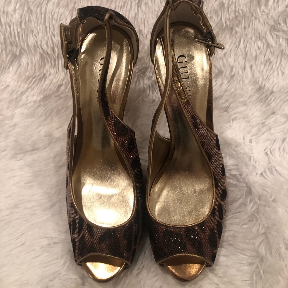 Guess Open Toed Sling Back Stilettos